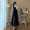 Vestido de Moda Negro 2026 Gama Alta Estilo Coreano Falda Plisada Simple de Cola de Pez Ropa Sencilla de Verano Falda Larga para Mujer