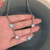 Colar de Diamantes Coloridos Estrelas Flash Estilo Dopamina Temperamento Nicho Clavícula Cadeia Doce Colar Requintado Doce Tendência