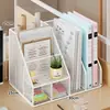 Estante de Livros Rack de Armazenamento de Livros Suporte de Livros para Estudante Porta-Canetas de Grande Capacidade na Mesa Estante Organizadora de Material de Escritório Prateleira