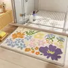 Tapete de Chão Antiderrapante para Banheiro Dajiang, Estampa Floral Fresca Aveludada para Decoração de Casa, Tapete Grosso Absorvente para Pés, Tapete Tuftado