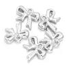 Ccb Prata Galvanizada Laço Assimétrico DIY Colar Acessórios com Contas Adorno Grampo de Cabelo Broche Acessórios com Furo Contas Soltas