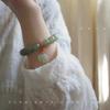Pulsera de conejo de jade de estilo chino para mujer, hecha a mano, con cuentas, etiqueta de carácter fu, hebilla de anillo de seguridad, pulsera de jade de imitación