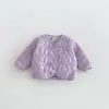 Chaqueta acolchada de algodón para niñas con diseño de conejo, un abrigo de invierno lindo y grueso para bebés, una prenda exterior de color liso con lunares para niños, zdw6502