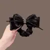 Novo Estilo Luxo Leve High-end Tecido de Cetim Grande Laço Anel de Cabelo Exquisito Bolsa Furada Corda de Cabelo Preta Corda de Cabeça para Rabo de Cavalo