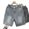 Shorts de mezclilla lavada jacquard, shorts casuales de moda de verano estilo americano, shorts de cinco puntos para hombre, modernos y elegantes