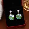 Pendientes elegantes y frescos de lujo con diseño de jardín Monet para mujer, con gotas de colores y perlas barrocas.