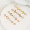 Cadena de Trébol de Cuatro Hojas con Circonita Chapada en Oro de 14K Pulsera de Cristal Hecha a Mano DIY Accesorios de Joyería de Estrella de Seis Puntas Cadena Media