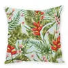 Funda de Almohada de Peluche Estilo Ins con Estampado Digital de Planta Verde y Flores Serie Floral de Verano Funda de Cojín para Sofá Coche Transfronterizo