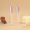 Venta Directa de Fábrica Botella de Vidrio Transparente para Perfume Atomizador de Aluminio Galvanizado Botella con Spray de Niebla Fina Botella para Trasvasar Perfume Muestra Portátil