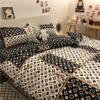 Juego de Cuatro Piezas de Ropa de Cama de Oso de Dibujos Animados Simple Escandinavo Funda de Edredón de Algodón Lavado Azul Juego de Tres Piezas de Sábanas para Cama de Dormitorio Estudiantil
