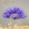 Abanico de Encaje Vintage Estilo Europeo de Flor Única para Mujer, Abanico de Orquídea de Verano, Abanico Plegable para Fotografía de Performance de Danza, En Stock