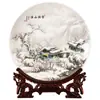 Xishan Ruixue Prato Decorativo de Cerâmica Prato de Apreciação Pêndulo Cerâmica Jingdezhen Artesanato para Casa e Escritório Ornamento