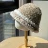 Nuevo Sombrero de Pescador de Felpa para Mujer en Otoño e Invierno, Sombrero de Punto Pequeño Cálido y que Favorece el Rostro, Sombrero de Cubo Casual y Versátil a Prueba de Frío, Sombrero de Cubo
