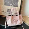 2026 Nuevo Estilo Bolso Cubo Simple Plisado Moda Primavera y Verano Bolso de Hombro Cruzado Bolso de Mano de Cuadros Nicho Bolso Pequeño para Mujeres