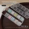 Decoraciones Mixtas para Uñas Estilo Dopamina de 12 Compartimentos Perlas 3D Grandes y Pequeñas para Uñas Brillantes DIY Accesorios Perlados de Alto Brillo