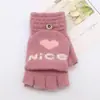 Guantes de Terciopelo Semi-Cristal de Alta Calidad para Invierno para Mujer, con Tapa Superior, Guantes Lindos y Adorables con Forma de Corazón, a Prueba de Frío y Cálidos