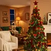 Árvore de Natal dobrável Amazon transfronteiriça, extensível e iluminada, árvore decorativa flocada cor bordô atacado do fabricante