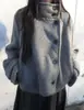 Cárdigan de punto para mujer de otoño e invierno, holgado, color liso, cuello alto, con botones, único, cálido, a prueba de viento, prenda exterior estilo coreano
