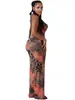 D9558 Amazon Europeo y Americano Más Vendido Ropa de Mujer Sexy Chica Caliente Estampado de Leopardo Posicionamiento de Flores Mono con Cuello Halter Estampado
