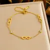 Pulseira de Design Exagerado Estilo Europeu e Americano com Pingente de Flor Coração Banhado a Ouro, Aço Inoxidável Multicamadas Versátil Elegante Joia Acessório de Mão