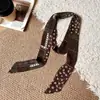 Bufanda Larga de Seda a Cuadros Florales Retro para Mujer, Bufanda Fina para el Cuello Moderna y Única con un Toque de Lujo, Cinta Multifuncional