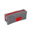 Estuche de Lápices a Cuadros con Tomate de Dibujos Animados para la Temporada de Regreso a Clases, Bolsa de Almacenamiento de Papelería Tridimensional para Estudiantes, Linda Bolsa de Almacenamiento Portátil para Niñas