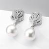 RAKOL, pendientes creativos de moda coreana con forma de rosa y perlas para mujer, pendientes de temperamento exquisito para vestido de fiesta nupcial