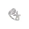 Anillo de Concha Estilo Coreano Fresco y Limpio Diamante Azul Brillante Ins Lujo Ligero Personalidad Versátil Banda de Anillo Abierta Ajustable para el Dedo Índice