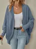 Ropa Europea y Americana 2025 Exportación Otoño e Invierno Nuevo Cárdigan de Punto Aliexpress Cárdigan de Color Puro de Punto de Punto de Longitud Media para Mujer