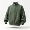 Suéter Masculino de Inverno 2026 com Gola Alta e Zíper Parcial Jacquard Fashionável Tricô Pulôver Suéter Básico Casual