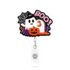 Enfermera Fantasma de Halloween Retráctil Pinza de Cocodrilo Portatarjeta de Identificación de Tirón Fácil Carrete Giratorio Regalo Médico Clip de Tirón Fácil