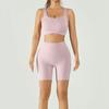 Ropa exterior tejida con sujetador acolchado, conjunto de yoga ajustado, ropa deportiva de fitness de talle alto con forma de melocotón de secado rápido, shorts deportivos