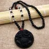 Collar para Hombre Benmingfo de Cristal Obsidiana Marca Dragón Valiente Hielo 12 Signos del Zodiaco Colgante de Guan Gong