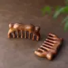 Peine Masajeador Meridiano de Sándalo para Peinar el Cabello, Adecuado para Estudiantes, Hombres y Mujeres, Peine de Madera de Sándalo de Dientes Anchos Gua Sha, Lindo Peine de Madera con Forma de Gato