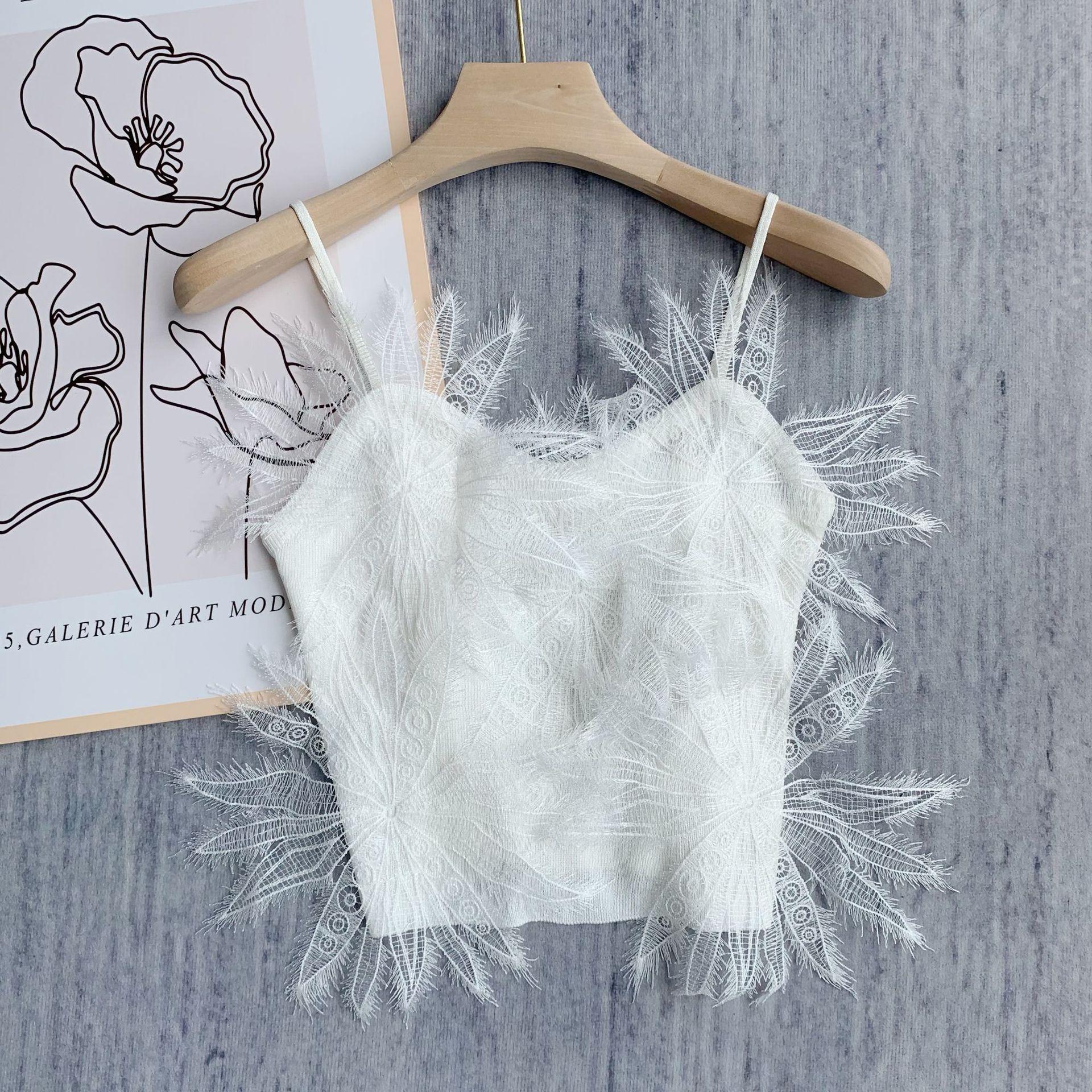 Z-3-30-1  蕾丝羽毛吊带背心 (2)