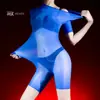 Body Hua Yu ultradelgado brillante transparente de manga corta 5D con aceite de caballo, sin entrepierna, para hombres y mujeres, talla grande, medias sexy transparentes abiertas en la entrepierna