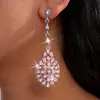 Pendientes Largos Ovalados con Incrustaciones de Diamantes Aguja de Plata, Pendientes de Moda Simples Retro Europeos y Americanos, Pendientes de Lujo Ligero de Alta Gama al por Mayor