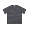 Camiseta Rayada de Manga Corta Casual Americana para Hombre Estilo Retro Urbano Estilo Ins Deportiva Holgada Cuello Redondo Manga Media Tejido