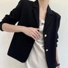 Terno curto preto elegante feminino, jaqueta pequena simples estilo Chanel, 2022