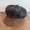 Gorra octogonal de mujer con hebilla de cuero, a cuadros, retro, estilo británico de repartidor, ala de cuero empalmada, gorro de boina cálido para otoño e invierno, gorra de pintor de nicho