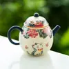 Olla de Huevo de Dragón Blanco de Roca Mineral de Fábrica Flor de Amor Mariposa Gato Lindo Tetera Cerámica de Gama Alta Juego de Té para Una Persona para Beber Tetera Exquisita