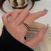 Anillo abierto de plata esterlina S925 Changheng con esmalte epoxi negro irregular para mujer, moda simple de nicho avanzado