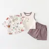 Conjunto para Niños 2026 Verano Nuevo Estilo Ropa Exterior para Niños, Camisa de Pintura Divertida, Chaleco, Conjunto de Shorts 1