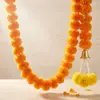 Guirnalda de Flores de Caléndula Artificial Transfronteriza con Cascabeles Dorados y Adornos de Perlas para Decoración de Escenas de Diwali y Bodas, Directo de la Fábrica Fuente