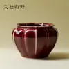 Jarra de Té de Cerámica de Alta Gama con Diseño de Mano de Buda Esmaltada en Horno Rojo para Uso Doméstico, Accesorios de Contenedor de Agua para Té de Lujo Ligero