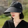 Novo Chapéu de Sol de Verão para Mulheres com Logo K, Removível, Multifuncional, Aba Larga, Chapéu de Sol à Prova de Vento, Chapéu de Sol Aberto na Parte Superior para Uso ao Ar Livre