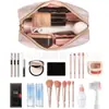 Bolsa de Maquiagem Portátil para Viagem Organizador de Maquiagem Bolsa de Couro PU Impermeável Bolsa de Maquiagem Cosmética