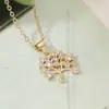 Colar com Pingente Árvore da Vida Banhado a Ouro Real Zircônia Acessível de Luxo Nicho Transfronteiriço Aogu Corrente Simples de Clavícula de Alta Qualidade
