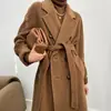 Ropa de abrigo M's Classic 101801 de tela de cachemir elegante con forro de logo dorado, ropa de abrigo de cachemir de doble cara para mujer