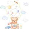 Nuevo LD64128 oso de dibujos animados leyendo Nubes Planeta de los Sueños dormitorio porche decoración del hogar pegatinas de pared autoadhesivas